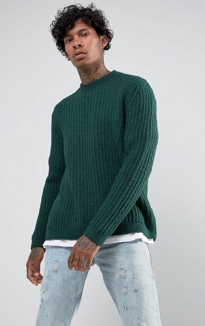 SM041 Ex Chainstore Green Chunky Stitch Relaxed Fit Jumper x12